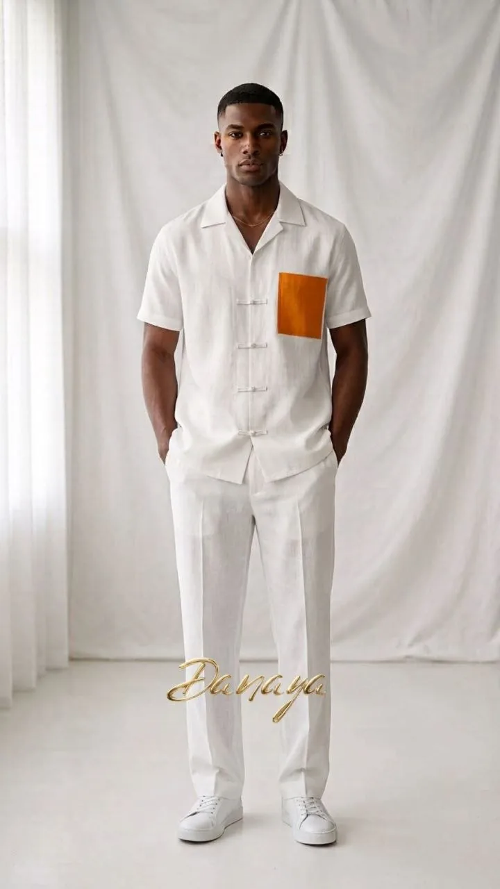 Ensemble blanc à poche cognac